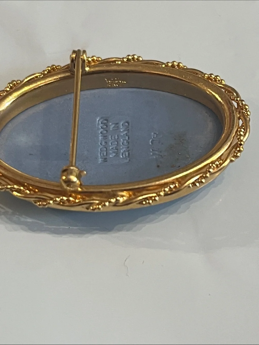WEDGEWOOD BLUE CAMEO, ENGLAND, 14 K GF, pendant , stamped